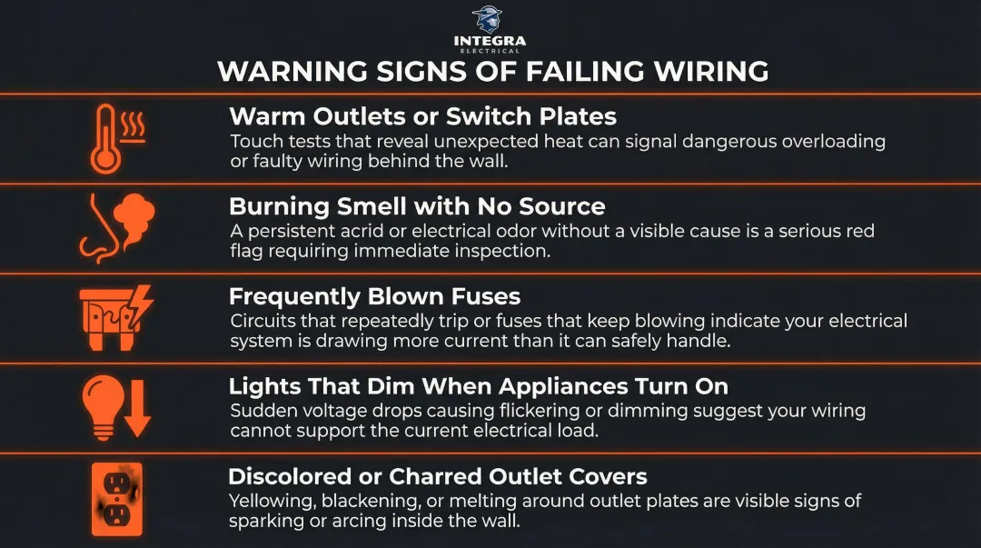 Five warning signs of failing home electrical wiring homeowners should watch for