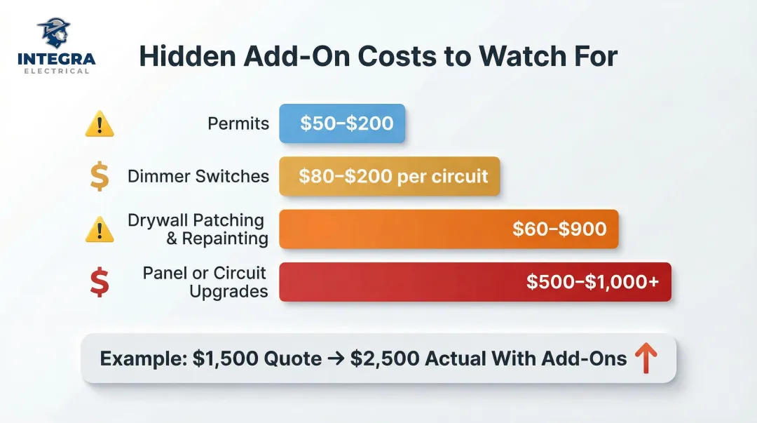 Hidden add-on costs in recessed lighting projects beyond the electrician quote