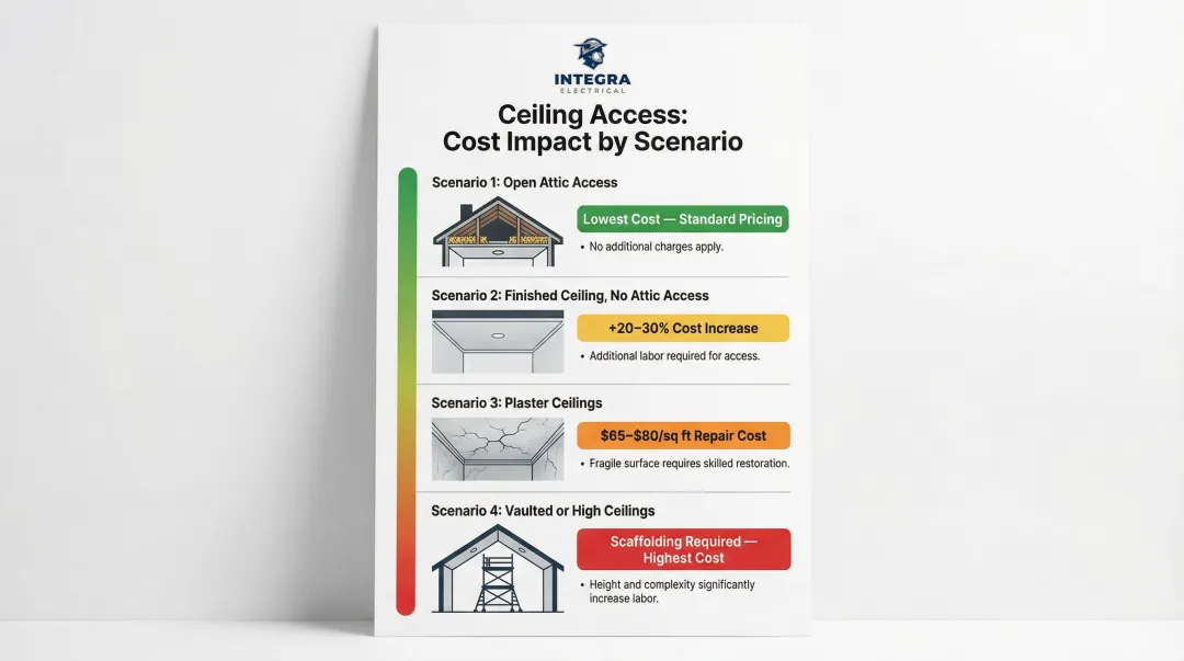 Four ceiling access types and their impact on recessed lighting installation cost