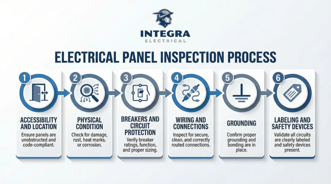 Electrical panel inspection checklist six category process flow diagram