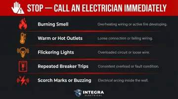 5 electrical warning signs requiring immediate homeowner action and circuit shutdown