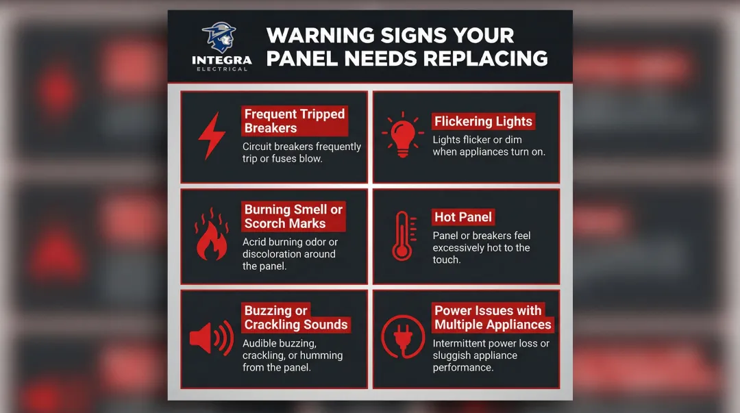 Six warning signs your electrical panel needs replacing visual checklist infographic