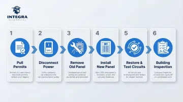 Electrical panel upgrade process steps from permit to final inspection