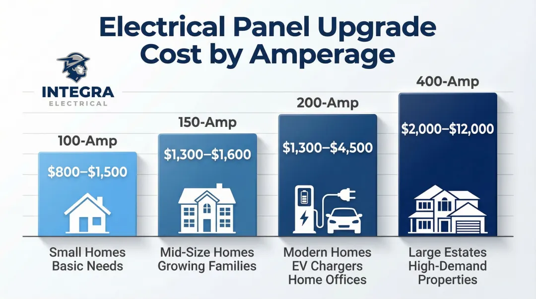 Des Moines electrical panel upgrade cost comparison by amperage tier