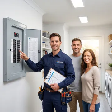 Electrician conducting a final safety walkthrough after completing home rewiring