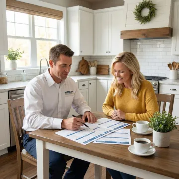 Electrician walking a homeowner through wiring repair options in their Iowa home