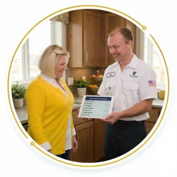 Electrician walking a homeowner through electrical installation options in their Iowa home