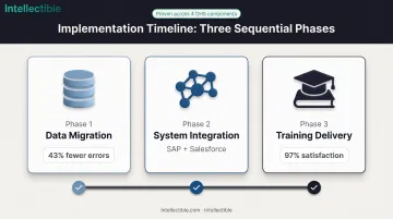 Three-phase technical implementation approach with validation milestones and outcomes