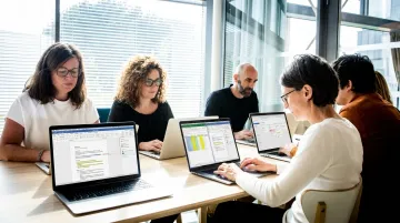 Government contractor team collaborating simultaneously on multi-volume proposal documents