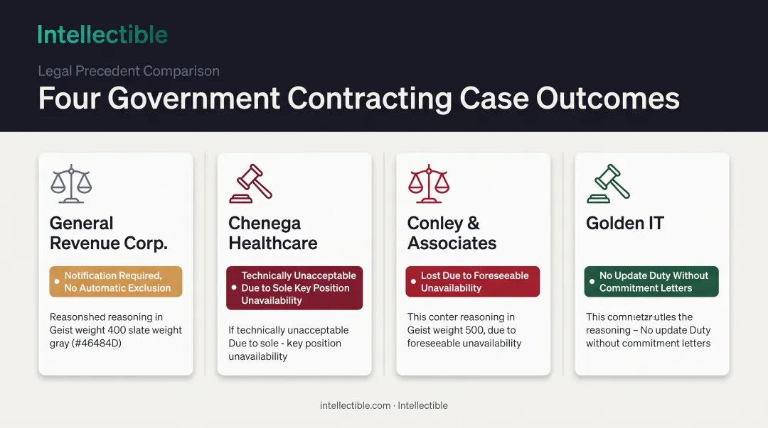 Four GAO and court key personnel case law outcomes comparison