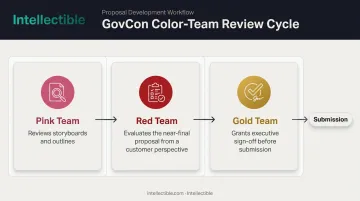 Pink Red Gold team color review process for GovCon proposals