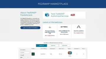FedRAMP Marketplace public registry listing showing authorized government cloud software products