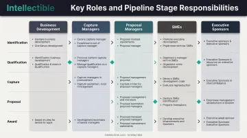 Government contract pipeline team roles and stage handoff workflow diagram