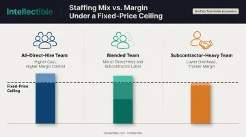 Three staffing scenario comparison for fixed-price GovCon task order bid