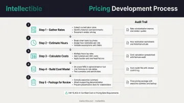Five-step government proposal pricing development process with audit trail requirements