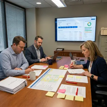 Proposal team using an AI pursuit workflow dashboard