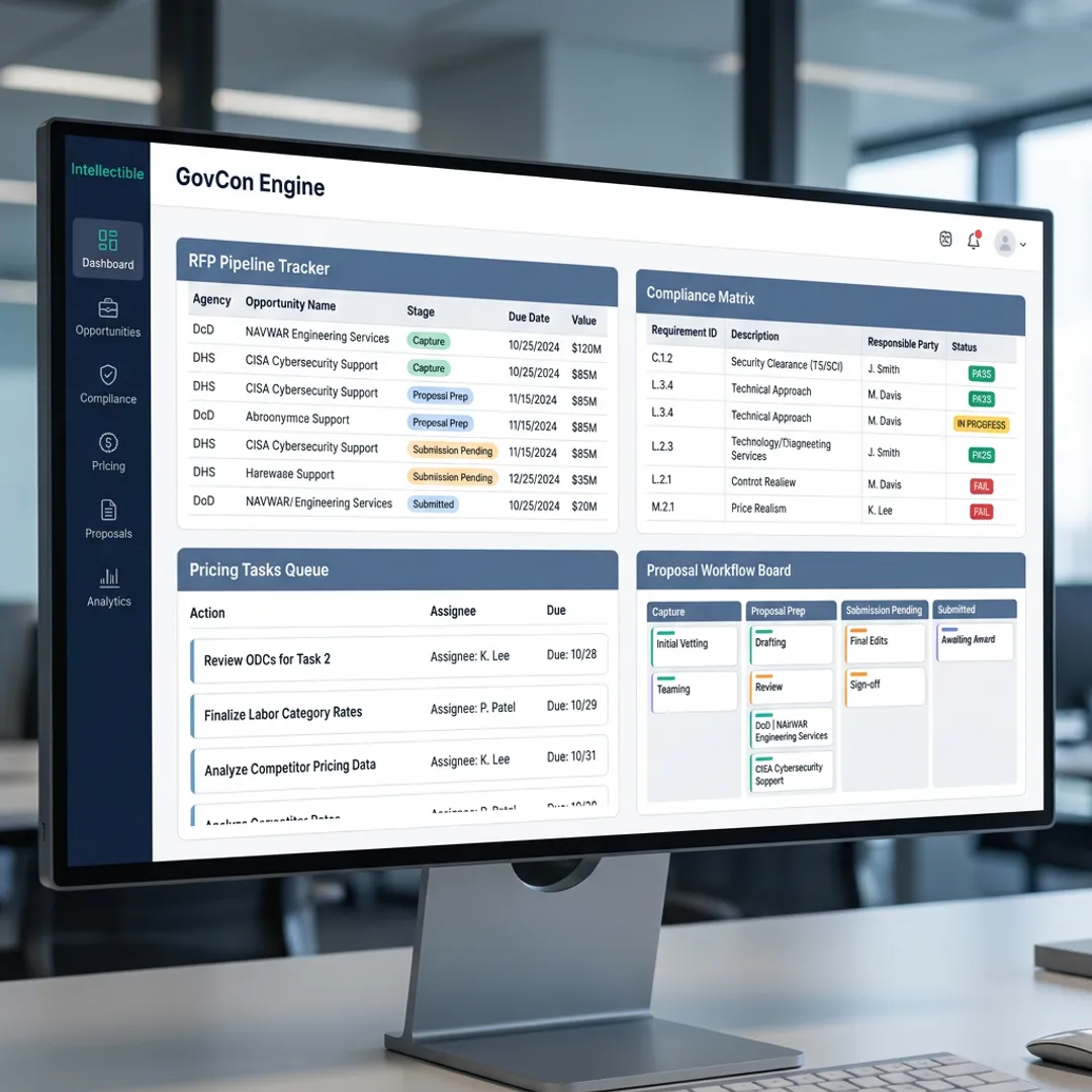 AI-powered RFP and GovCon bid dashboard