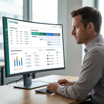 Government contractor reviewing RFP leads dashboard