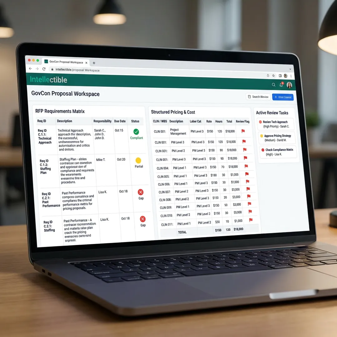 GovCon team coordinating proposal workflow