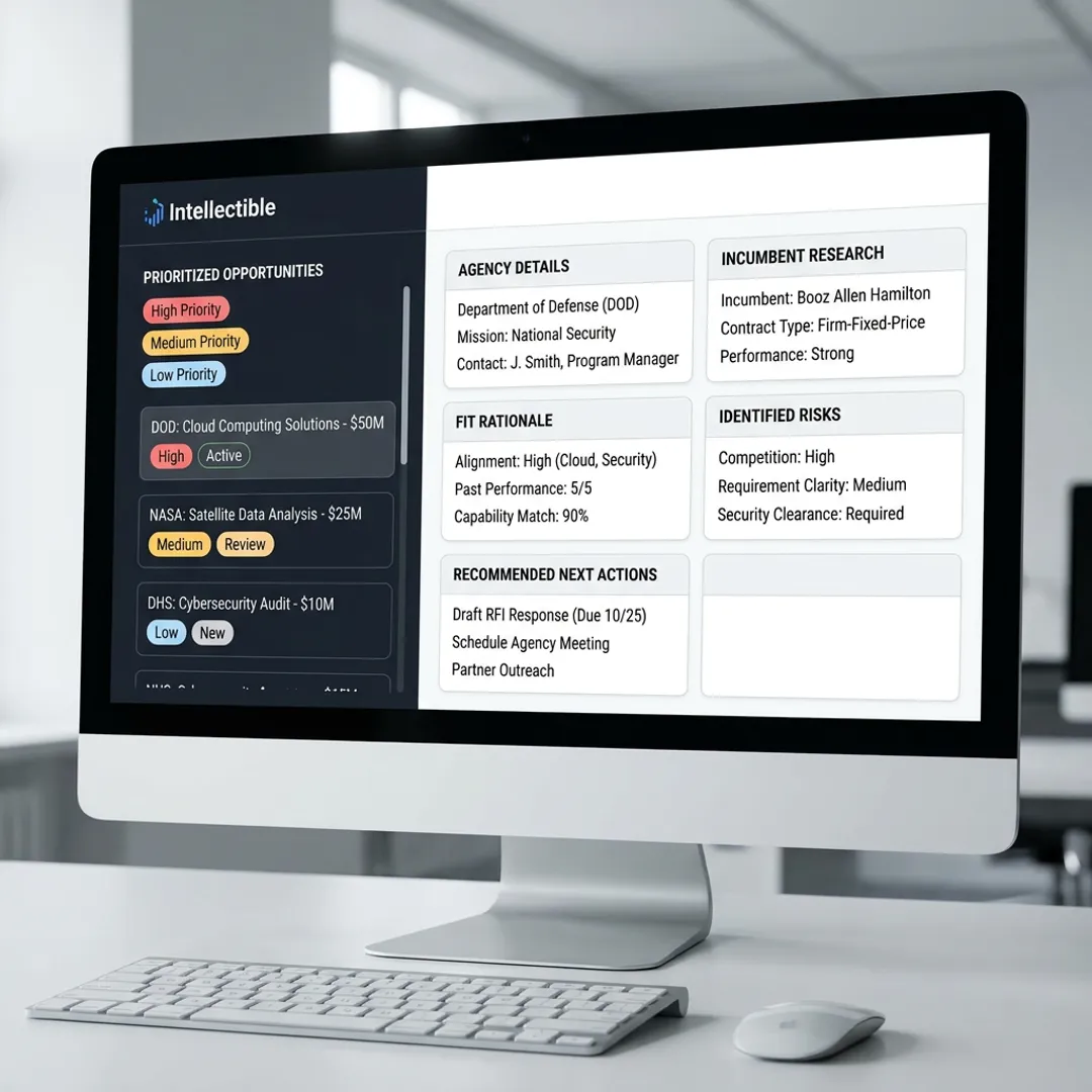 AI capture workflow for federal contract discovery