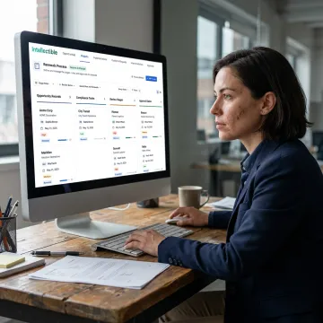 Proposal manager reviewing an AI-powered pursuit dashboard