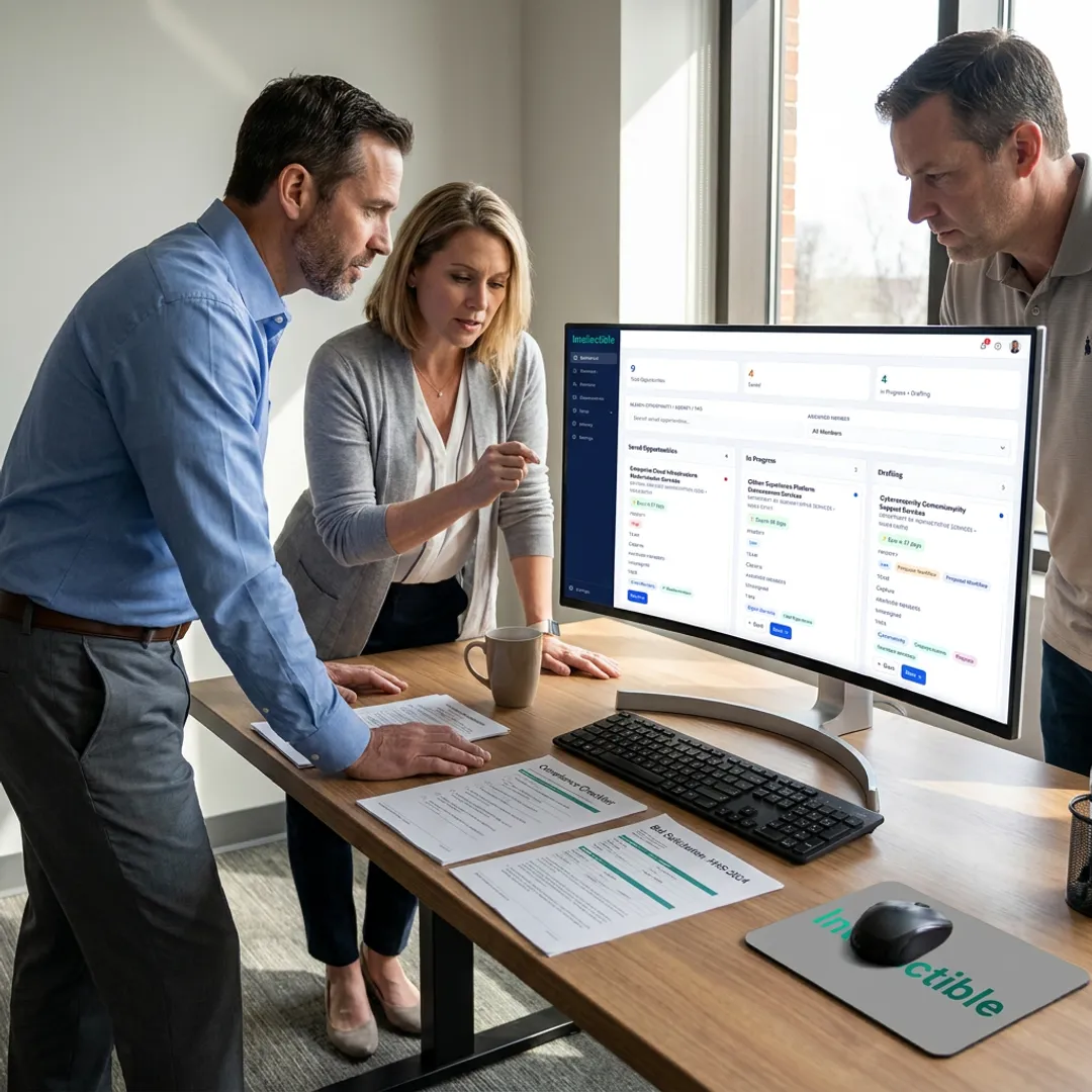 Team reviewing a government contract RFQ in a digital workspace