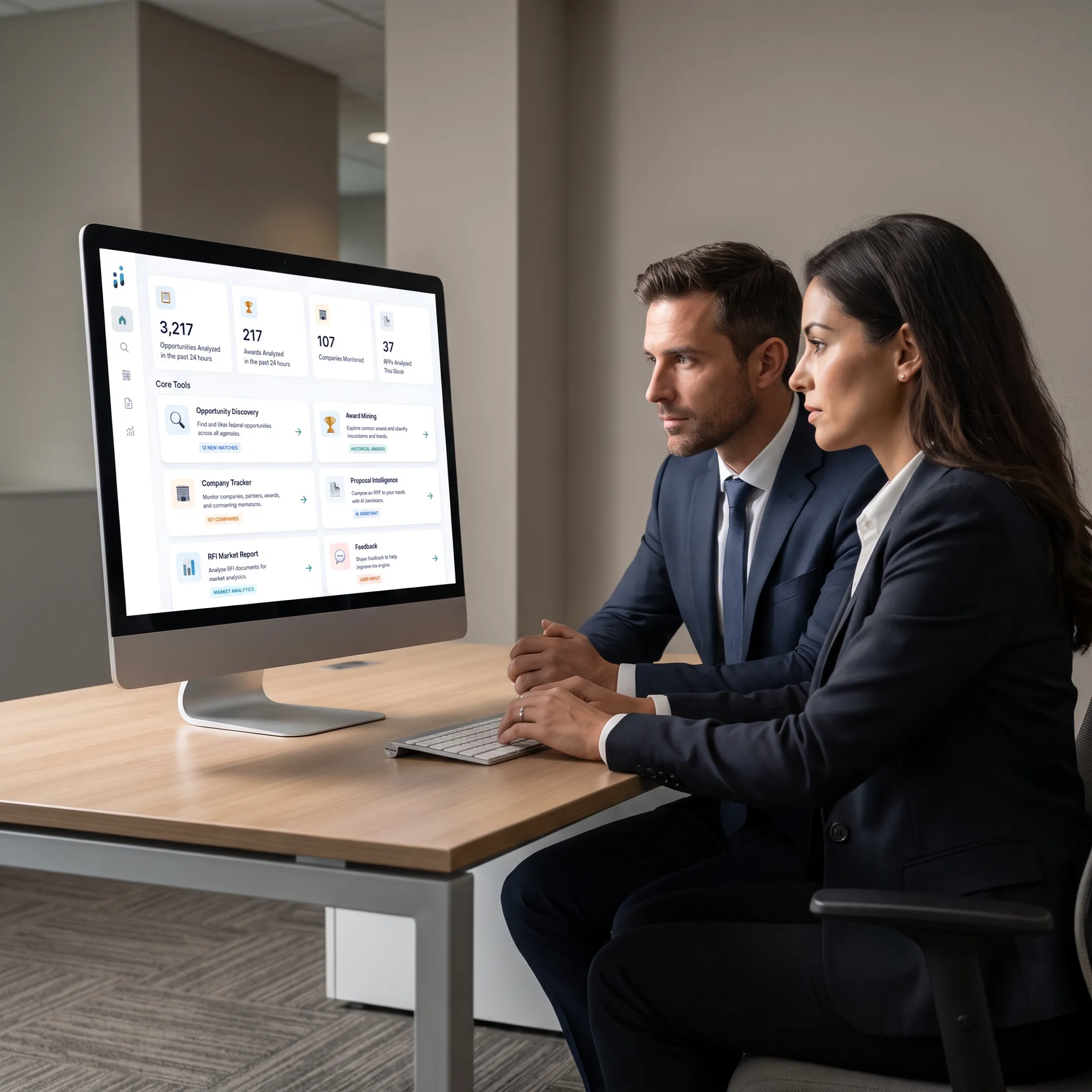 GovCon team reviewing federal opportunity intelligence