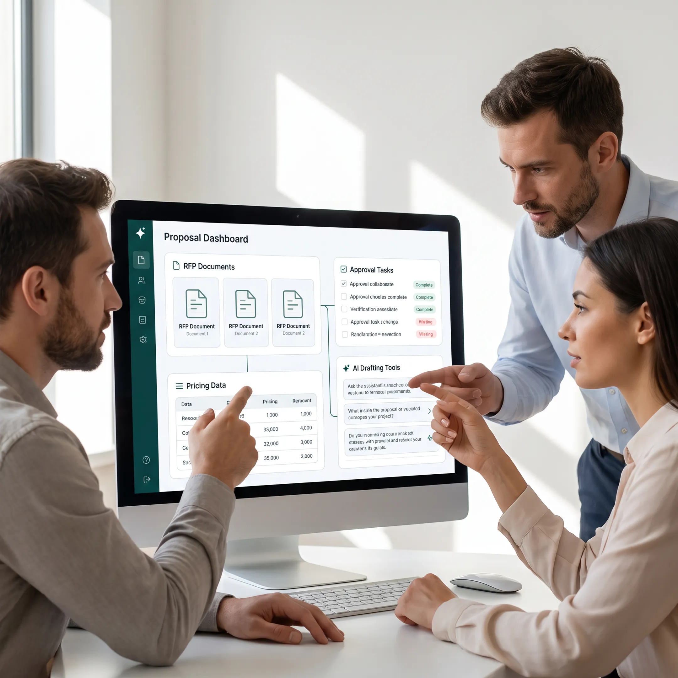 Team using AI proposal workflow software
