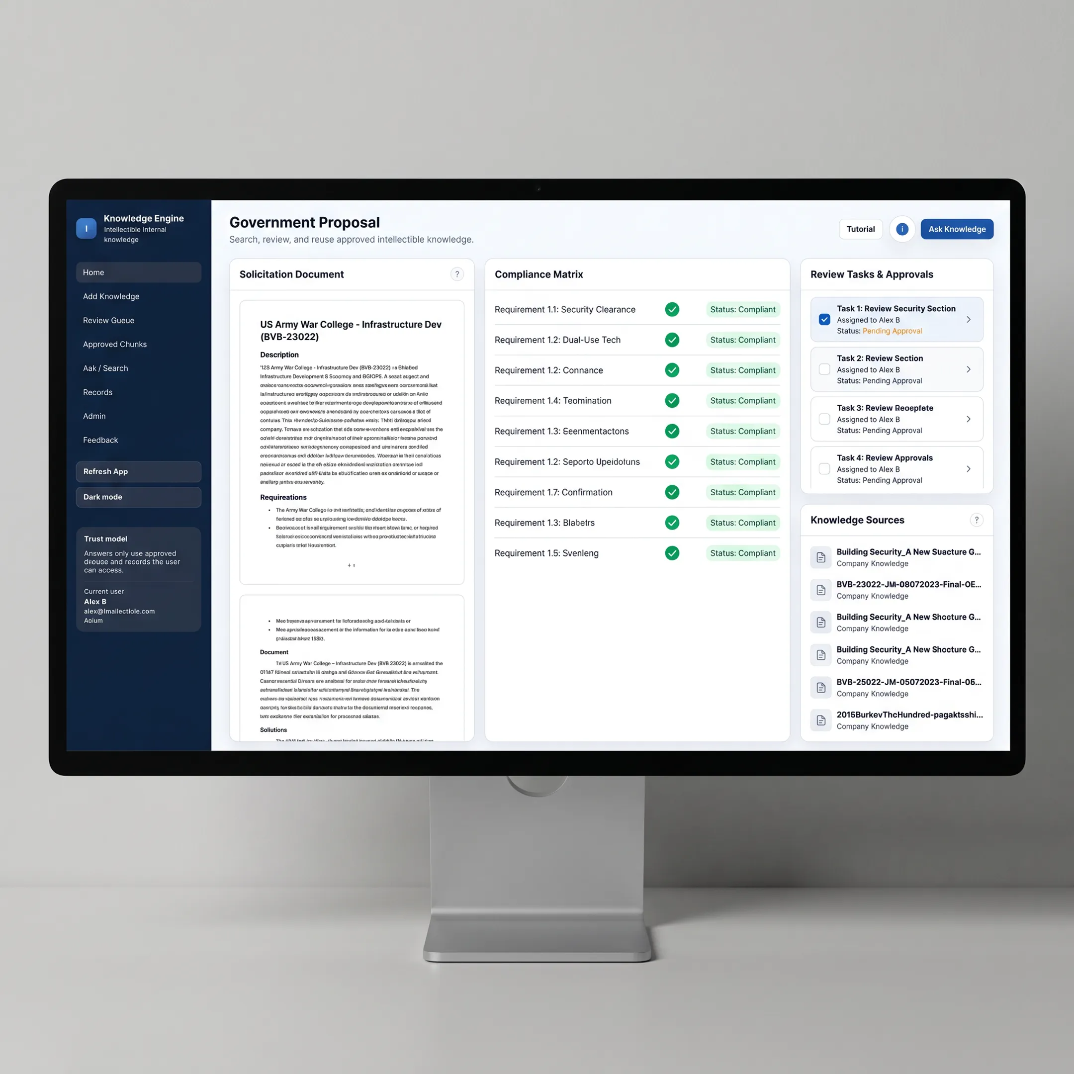 Structured GSA proposal workspace with compliance tasks