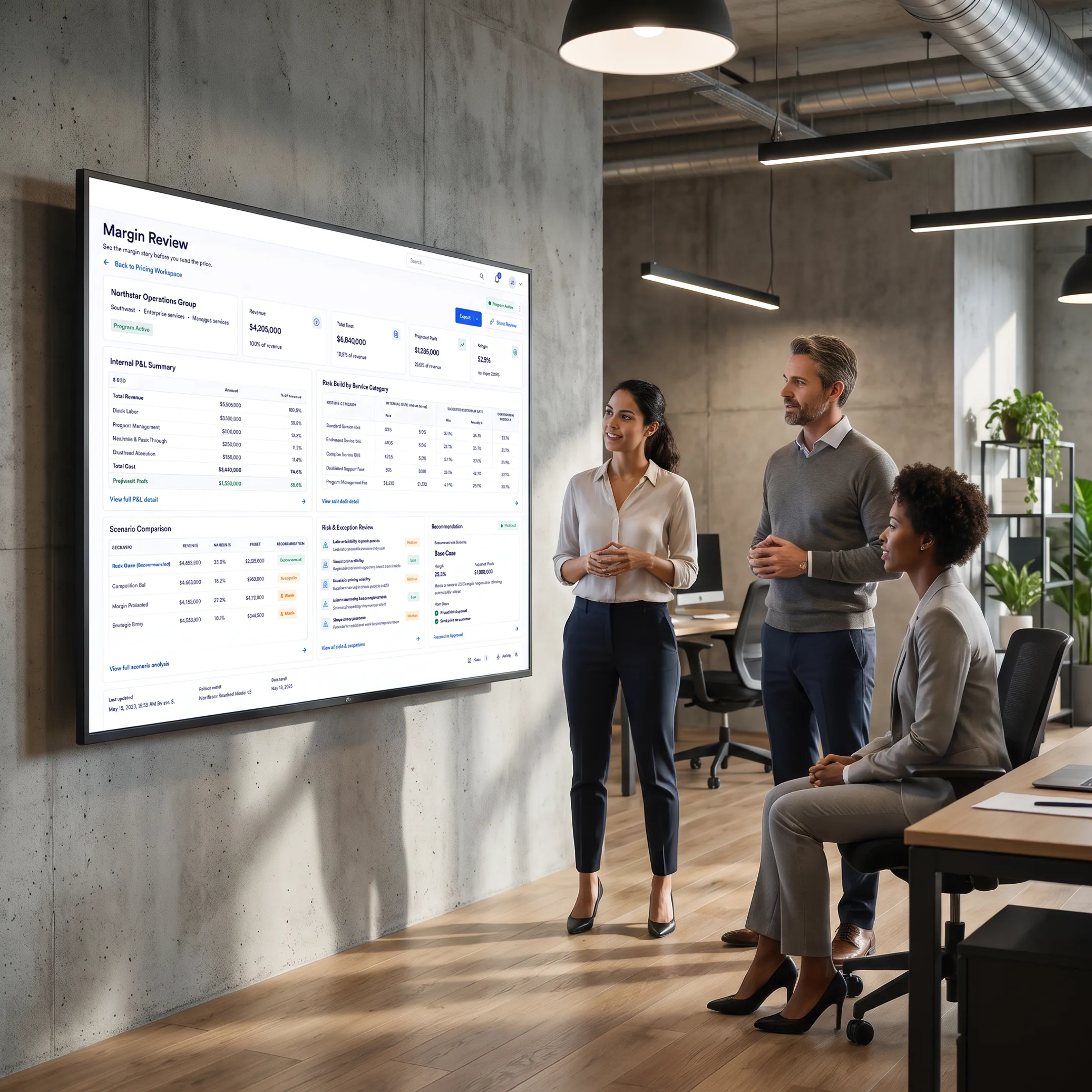 Pricing team reviewing a digital approval workflow