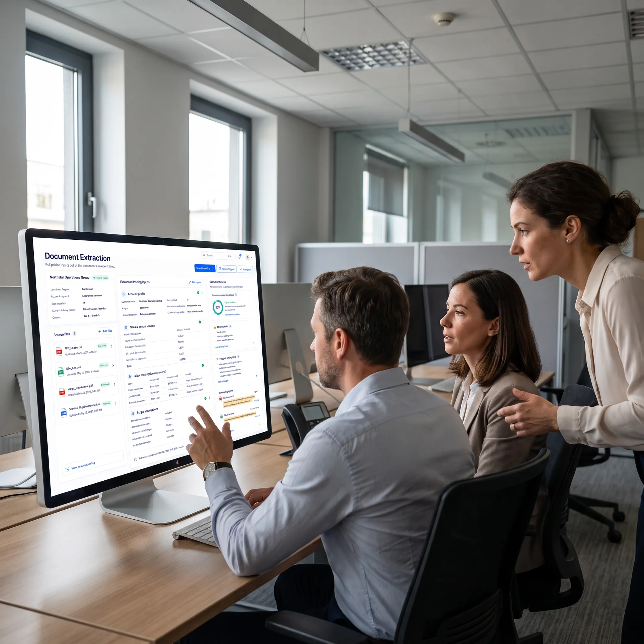 Pricing team reviewing labor category mappings