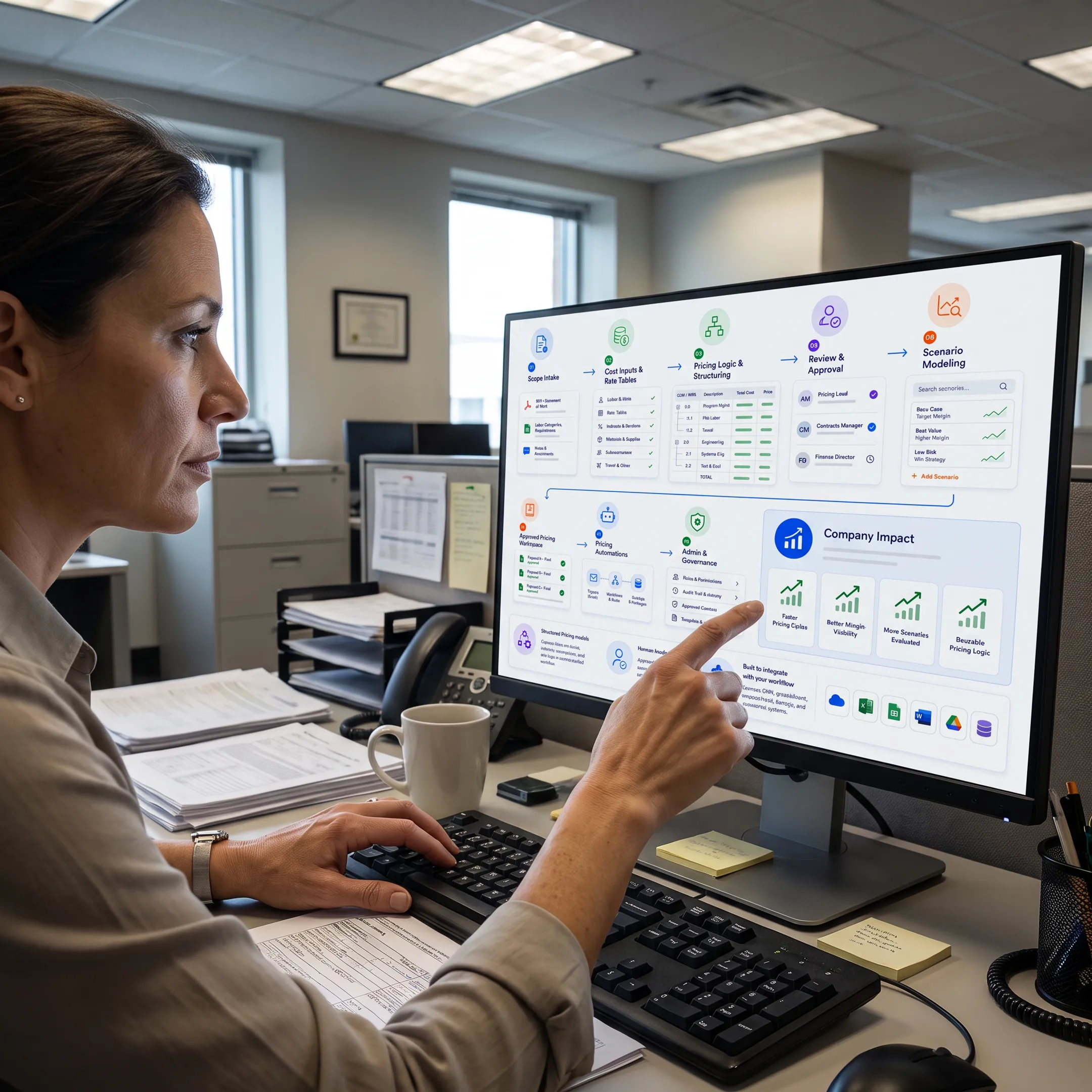 Analyst mapping labor categories in pricing software