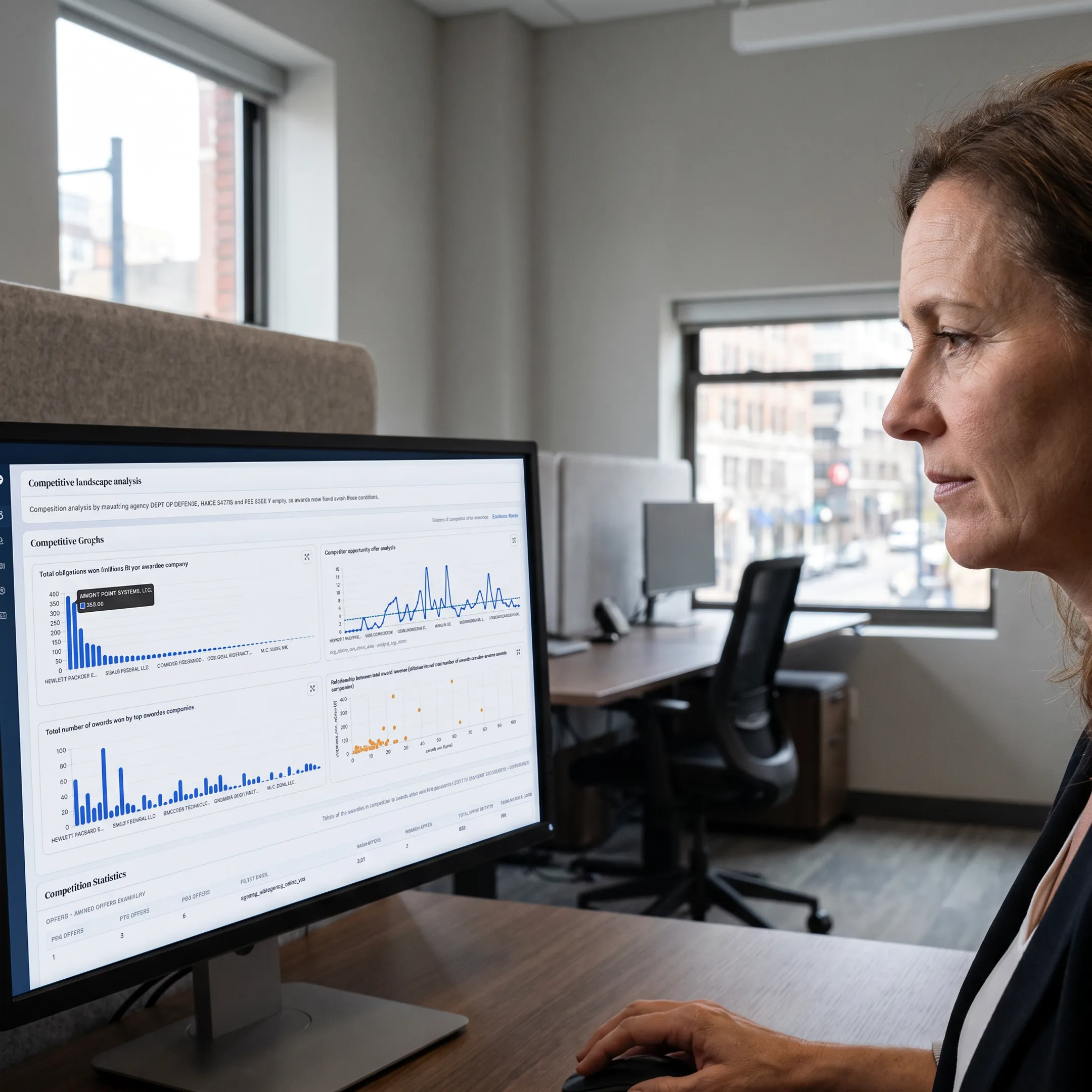Capture manager reviewing contract intelligence