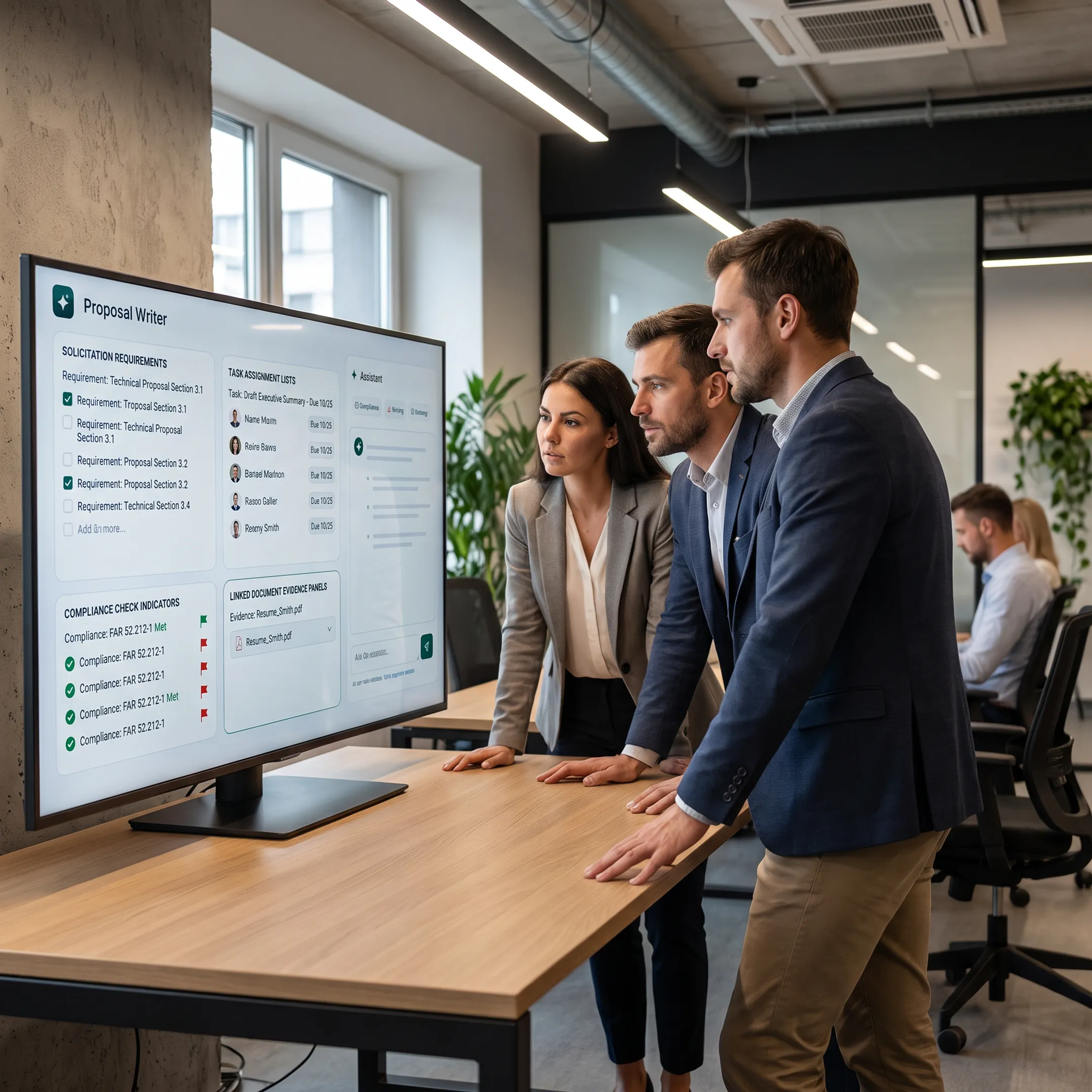 Proposal team using an AI workflow platform