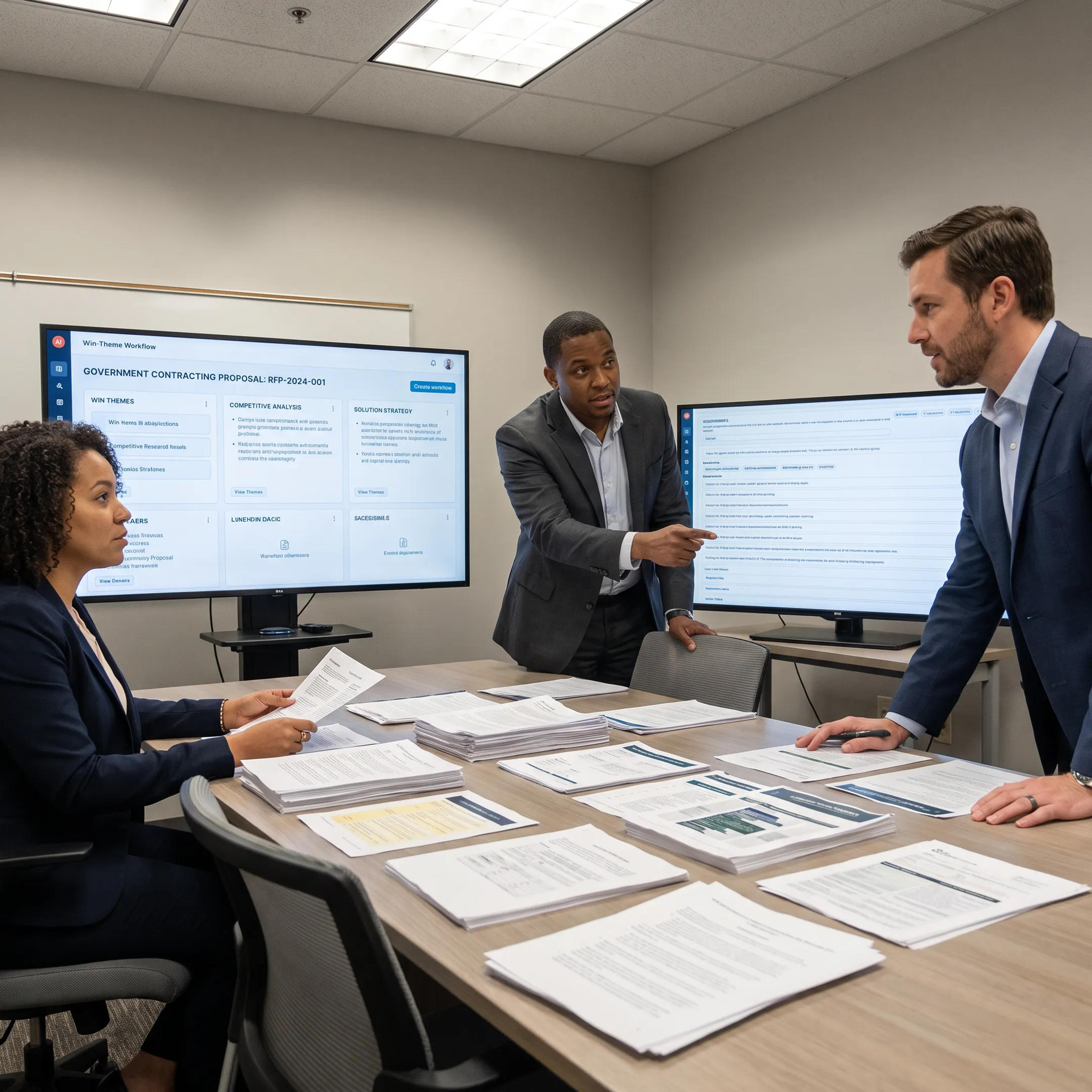 GovCon team developing a proposal win strategy