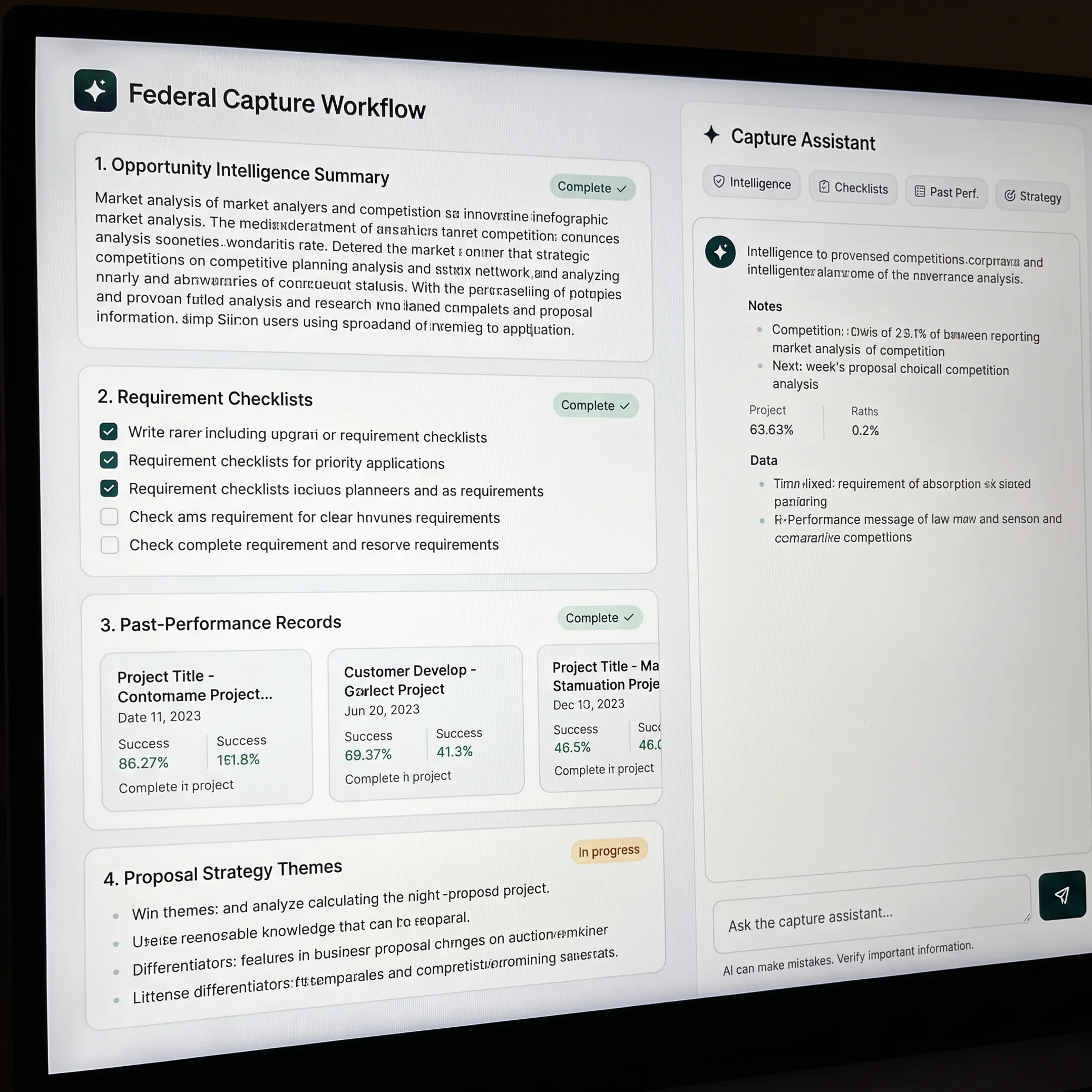 Proposal strategist building evidence-backed win themes