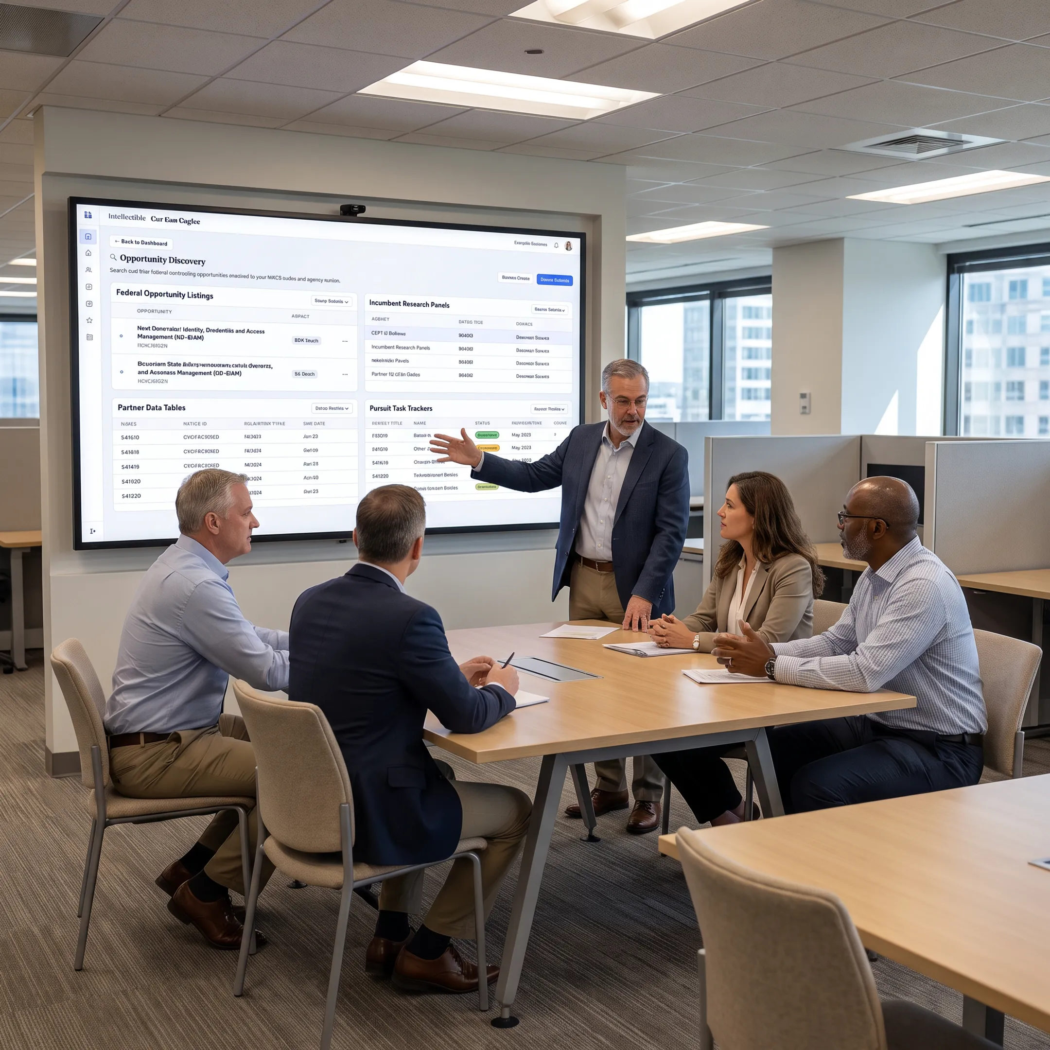 Capture team using GovCon intelligence software