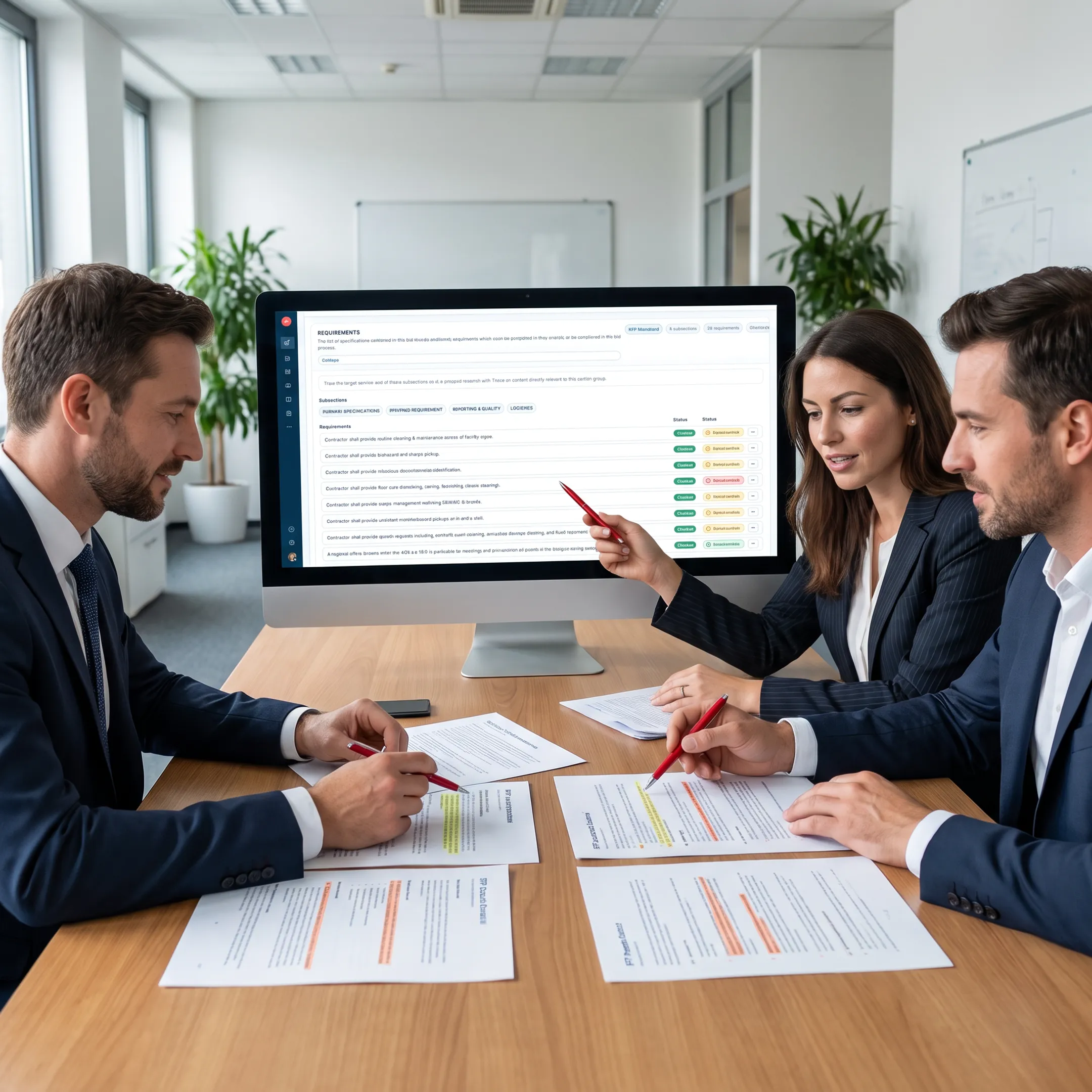 Government proposal team reviewing an RFP workflow