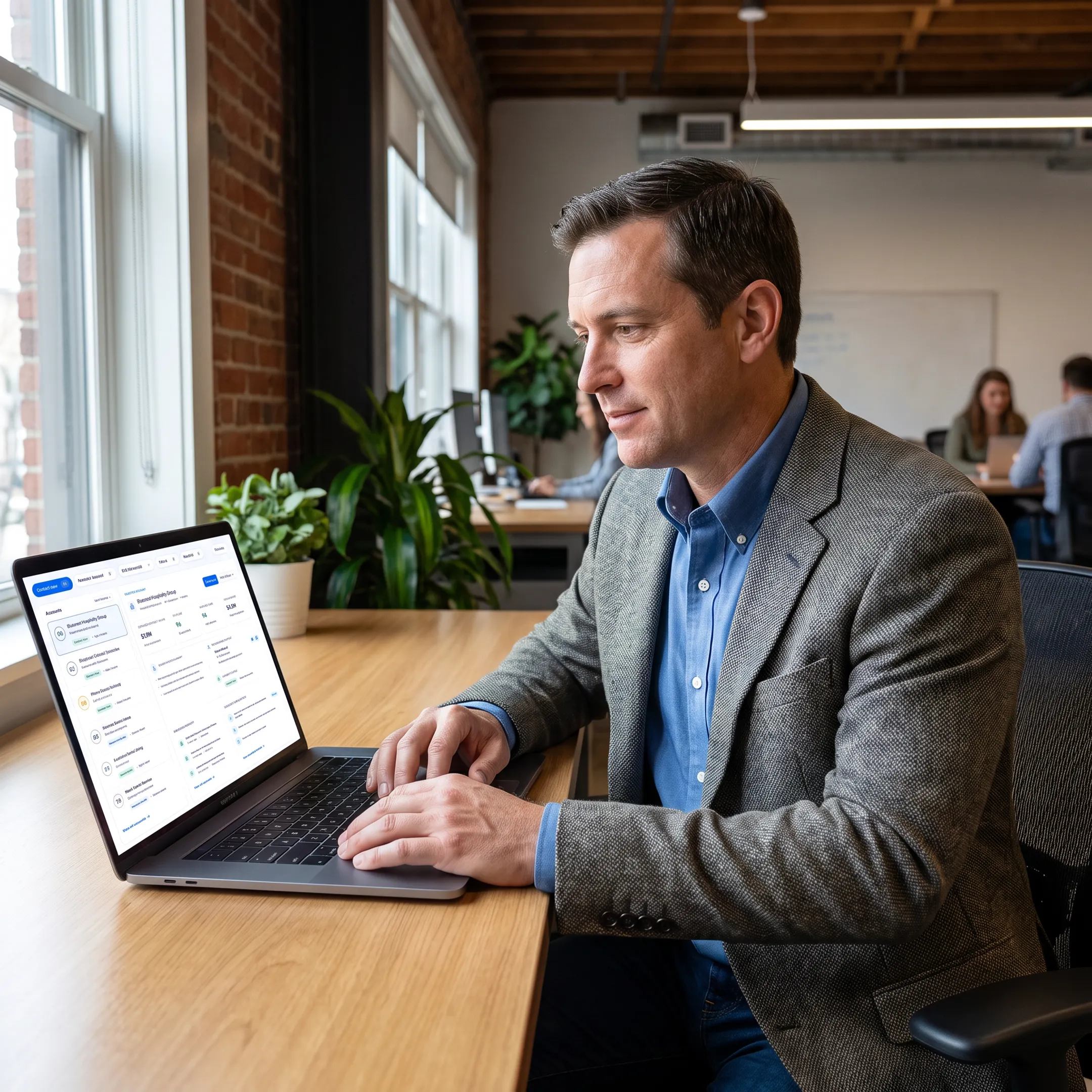 Insurance broker examining prioritized commercial accounts and outreach reasons