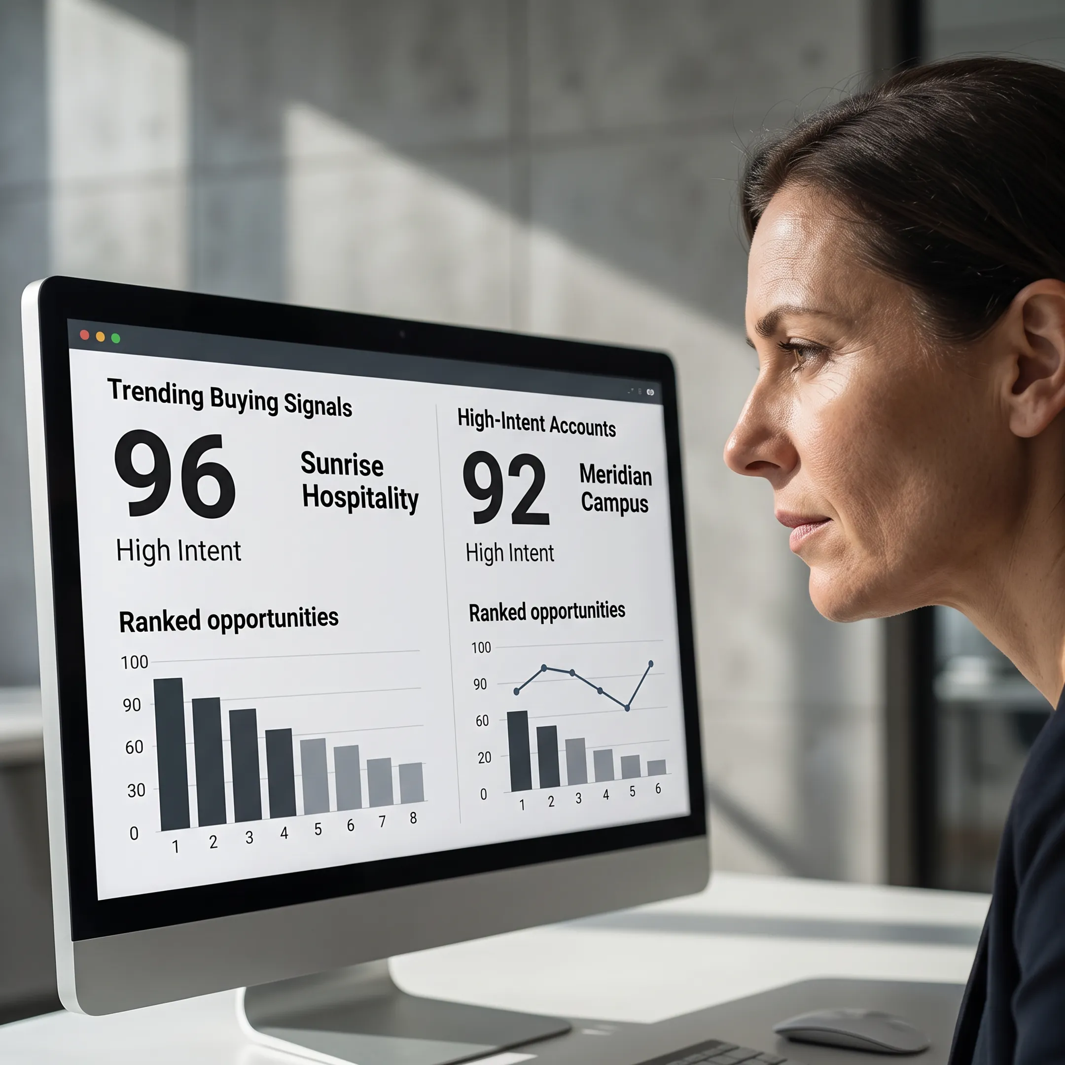 Revenue professional reviewing evidence behind a prioritized B2B account