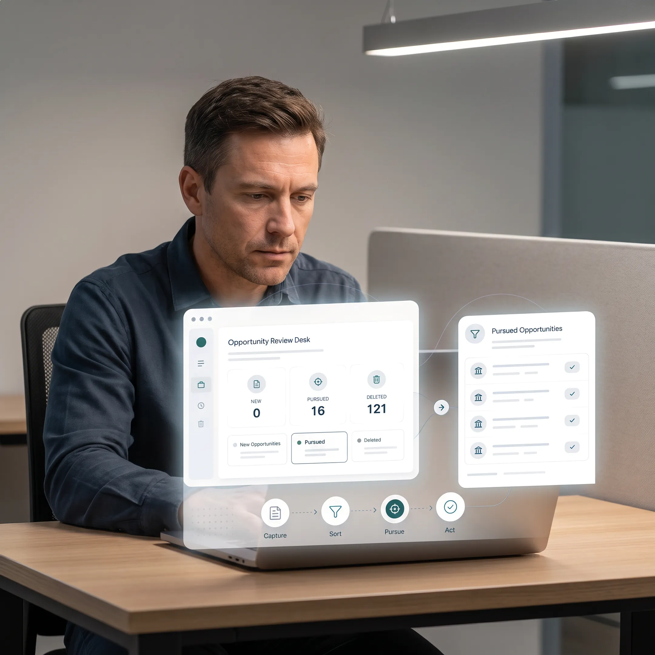 Revenue operations professional reviewing evidence-backed buying signals for target accounts