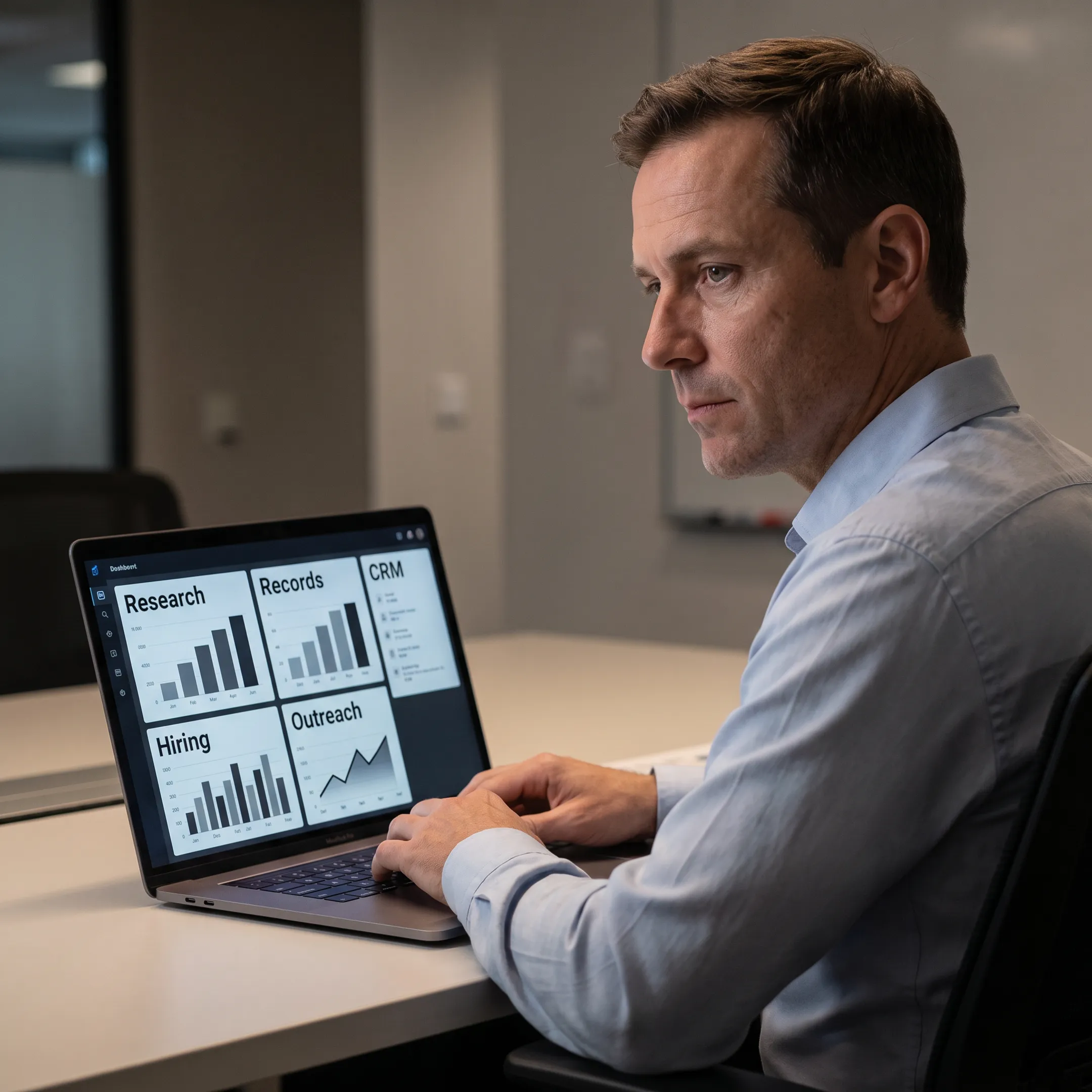 Sales professional reviewing evidence-backed buying signals for target accounts