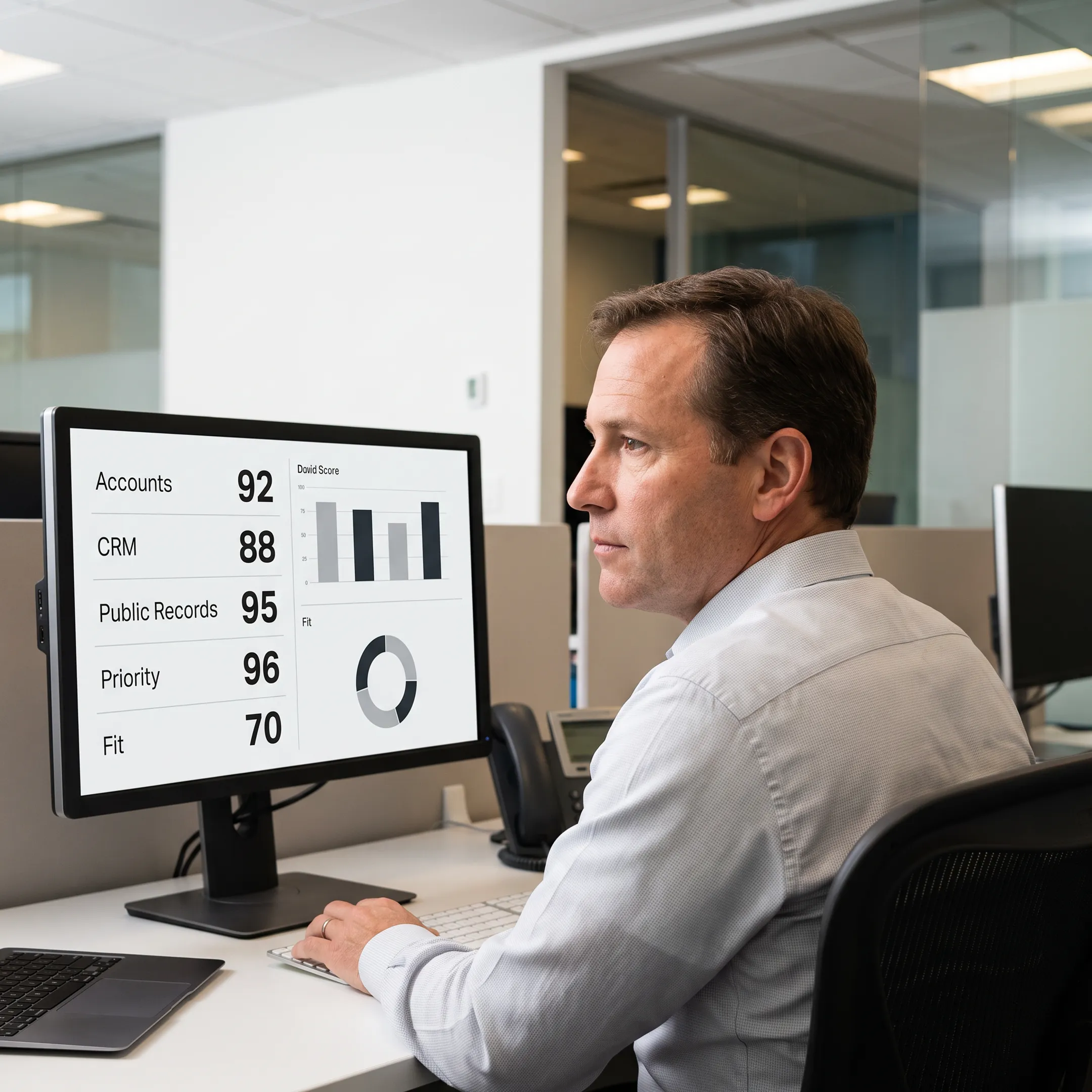 Sales leader analyzing account intelligence and prioritized enterprise opportunities
