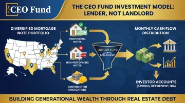 CEO Fund mortgage note investment portfolio dashboard showing diversified real estate assets