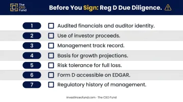 Regulation D investment due diligence checklist seven key evaluation questions