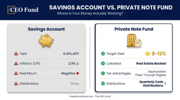 savings account versus private mortgage note fund yield comparison infographic