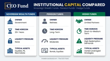 Sovereign wealth fund versus pension fund versus hedge fund comparison chart