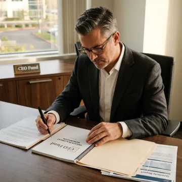 Fund manager reviewing investor documents
