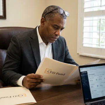 Financial advisor reviewing real estate-backed portfolio data