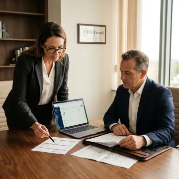 Business owner reviewing wealth management strategy